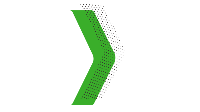 Grüner einfarbiger nach rechts zeigender Pfeil mit überlappendem Pfeil aus schwarzen Punkten