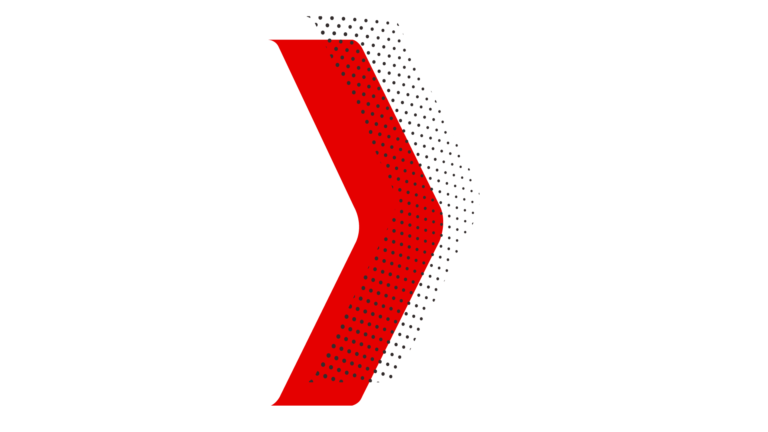 Roter einfarbiger nach rechts zeigender Pfeil mit überlappendem Pfeil aus schwarzen Punkten